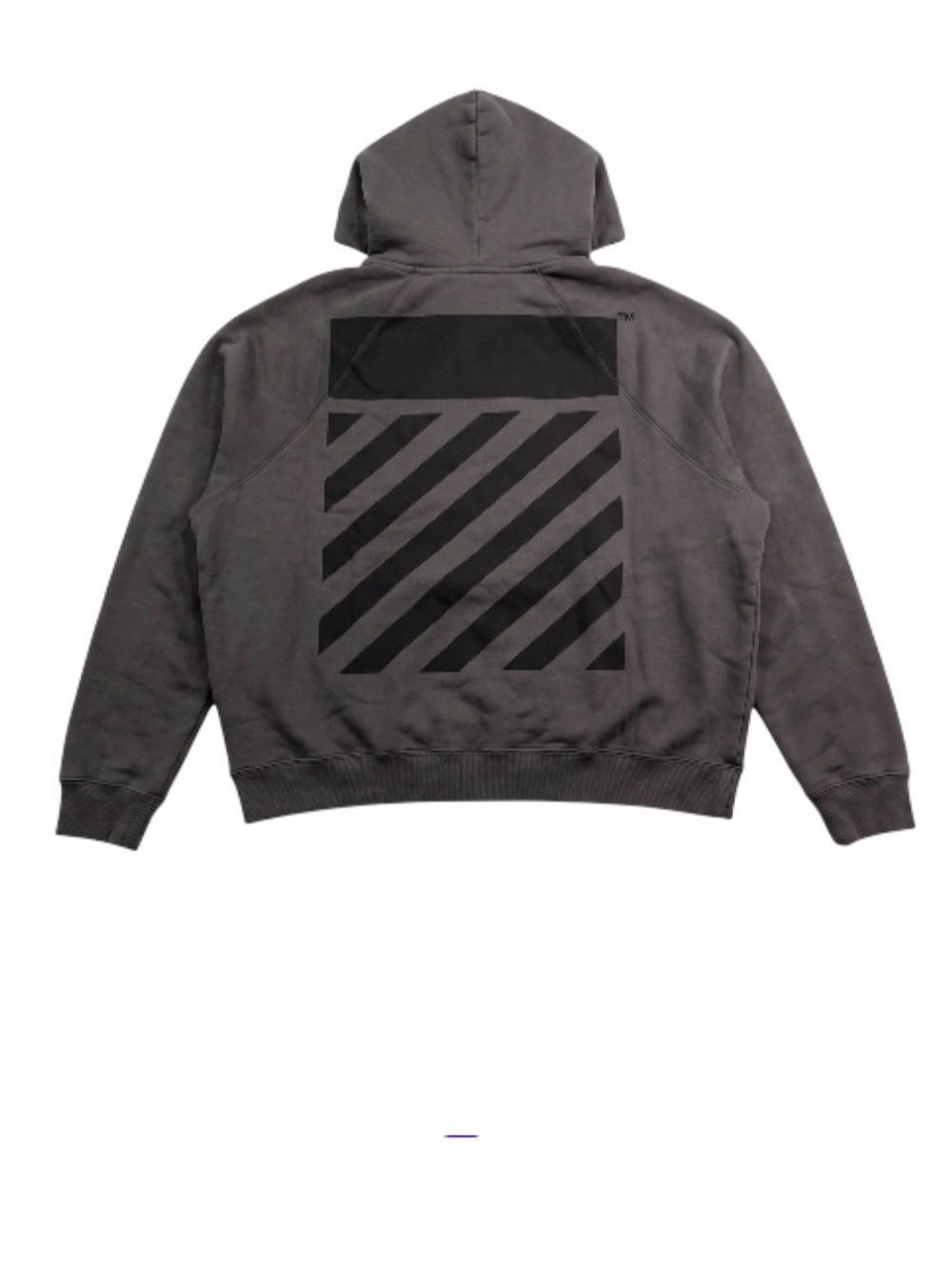 Men's off white  Dark Gray Hooded Sweatshirt with Diagonal Graphic